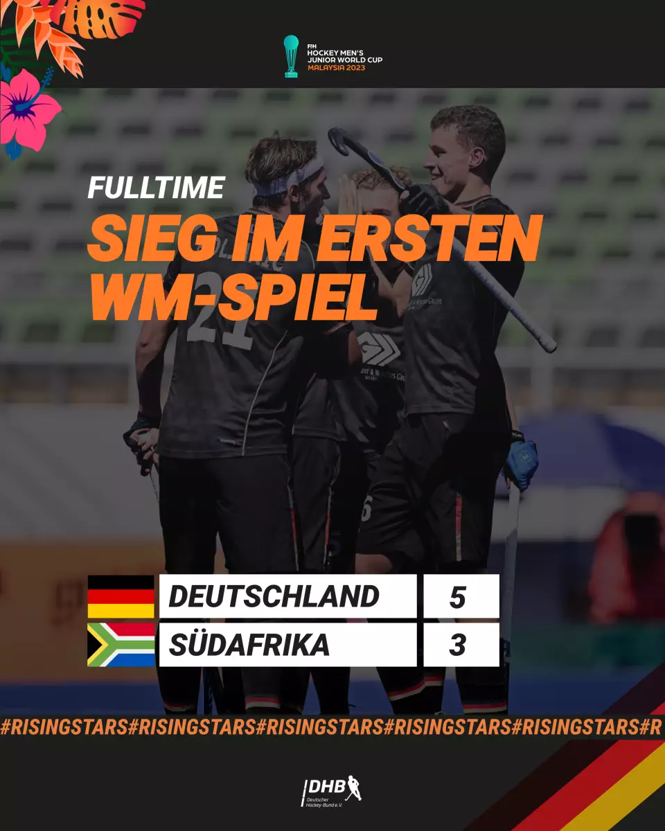 22456 FT%20WM%2027 - Germany: U21World Cup Off To A Winning Start - The U21 male national team successfully kicked off the World Cup in Malaysia. In an exciting game against South Africa, national coach Rein van Eijk's team ended up winning 5-3. Florian Sperling was named player of the game. Tomorrow (December 6th, 2023) at 9:00 a.m. German time, the Eagles will face France in the second group game.